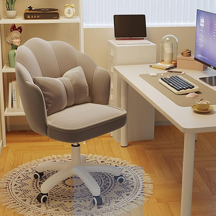 HUANGYANGZ Grey Fluffy Velvet Office Chair